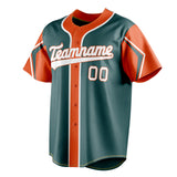 Custom Midnight Green & Orange 3 Colors Arm Shapes Fan Baseball Jersey BB01240531JZ459