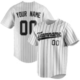 Custom White & Black Black Pinstripe Fan Baseball Jersey