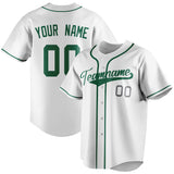 Custom White & Kelly Green Color Fan Baseball Jersey