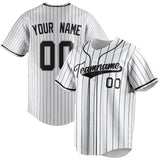 Custom White & Black Black Pinstripe Fan Baseball Jersey