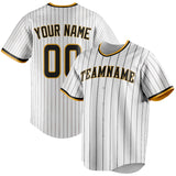 Custom White & Brown Brown Pinstripe Fan Baseball Jersey