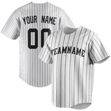 Custom White & Black Black Pinstripe Fan Baseball Jersey