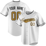 Custom White & Old Gold Color Fan Baseball Jersey