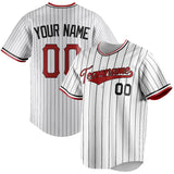 Custom White & Red Black Pinstripe Fan Baseball Jersey BB01240531LH513