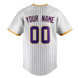 Custom White & Purple Black Pinstripe Fan Baseball Jersey BB01240531LH514