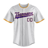 Custom White & Purple Black Pinstripe Fan Baseball Jersey BB01240531LH514