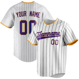 Custom White & Purple Black Pinstripe Fan Baseball Jersey BB01240531LH514