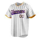 Custom White & Purple Black Pinstripe Fan Baseball Jersey BB01240531LH514