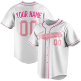 Custom White & Pink Color Fan Baseball Jersey