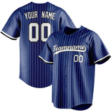 Custom Royal & White White Pinstripe Fan Baseball Jersey