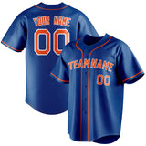 Custom Royal & Orange Color Fan Baseball Jersey