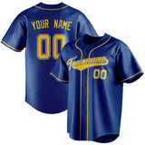 Custom Royal & Gold Color Fan Baseball Jersey