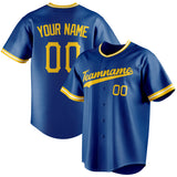 Custom Royal & Gold Color Fan Baseball Jersey