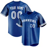 Custom Royal & White Color Fan Baseball Jersey