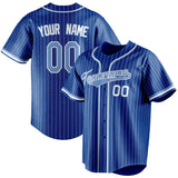 Custom Royal & Light Blue White Pinstripe Fan Baseball Jersey