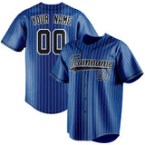 Custom Royal & Black White Pinstripe Fan Baseball Jersey