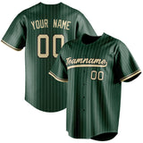 Custom Green & Cream White Pinstripe Fan Baseball Jersey BB01240531TY403