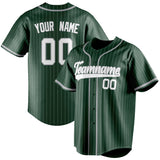 Custom Green & Gray White Pinstripe Fan Baseball Jersey