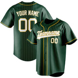 Custom Green & White White Pinstripe Fan Baseball Jersey