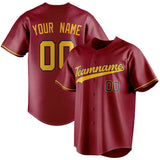 Custom Maroon & Gold Color Fan Baseball Jersey