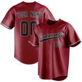 Custom Maroon & Black Color Fan Baseball Jersey