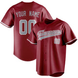 Custom Maroon & Gray Color Fan Baseball Jersey