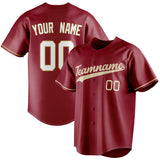 Custom Maroon & Cream Color Fan Baseball Jersey