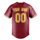 Custom Maroon & Yellow Color Fan Baseball Jersey BB01240531WX486