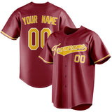 Custom Maroon & Yellow Color Fan Baseball Jersey BB01240531WX486