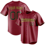 Custom Maroon & Old Gold Color Fan Baseball Jersey