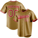 Custom Old Gold & Red Color Fan Baseball Jersey