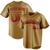 Custom Old Gold & Red Color Fan Baseball Jersey