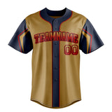 Custom Old Gold & Navy 3 Colors Arm Shapes Fan Baseball Jersey BB01240531WX522