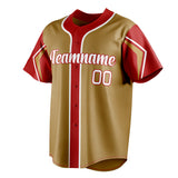 Custom Old Gold & Red 3 Colors Arm Shapes Fan Baseball Jersey BB01240531WX523