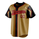 Custom Old Gold & Black 3 Colors Arm Shapes Fan Baseball Jersey BB01240531WX524