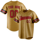 Custom Old Gold & Red Color Fan Baseball Jersey