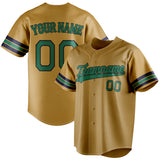 Custom Old Gold & Kelly Green Color Fan Baseball Jersey