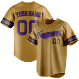 Custom Old Gold & Purple Color Fan Baseball Jersey BB01240531WX529