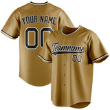 Custom Old Gold & Black Color Fan Baseball Jersey