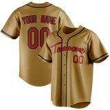 Custom Old Gold & Red Color Fan Baseball Jersey