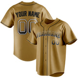 Custom Old Gold & Black Color Fan Baseball Jersey