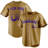 Custom Old Gold & Purple Color Fan Baseball Jersey