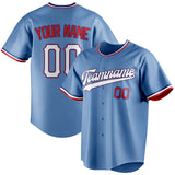 Custom Light Blue & White Color Fan Baseball Jersey