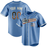 Custom Light Blue & Cream Vintage USA Flag Fan Baseball Jersey