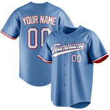 Custom Light Blue & White Color Fan Baseball Jersey