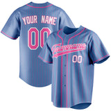 Custom Light Blue & Pink Pink Pinstripe Fan Baseball Jersey