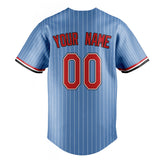 Custom Light Blue & Red White Pinstripe Fan Baseball Jersey BB01240531WY466