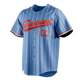 Custom Light Blue & Red White Pinstripe Fan Baseball Jersey BB01240531WY466