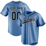 Custom Light Blue & Black Color Fan Baseball Jersey