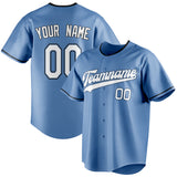 Custom Light Blue & White Color Fan Baseball Jersey